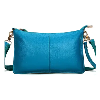 (Blue) Women Genuine Leather Day Clutches Candy Color Bags Women's Fashion Crossbody Bags Small 