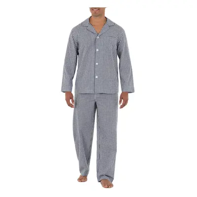 Fruit of the Loom Men's Long Sleeve Broadcloth Pajama Set Navy/White