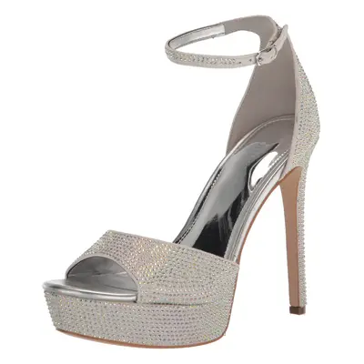 Guess Women's CADLY Heeled Sandal Silver Shimmer