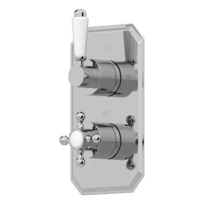 Traditional Concealed Shower Valve Thermostatic Lever/Cross Handle Twin Outlet