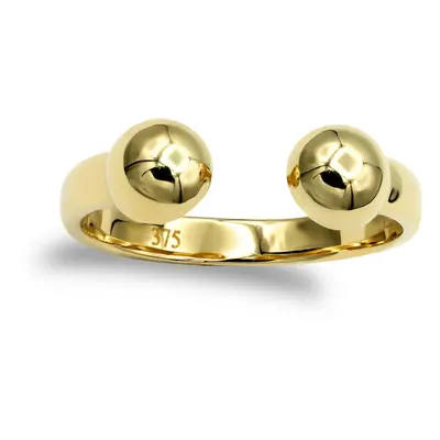 (K) Jewelco London Ladies Solid 9ct Yellow Gold Bead Torque Ring