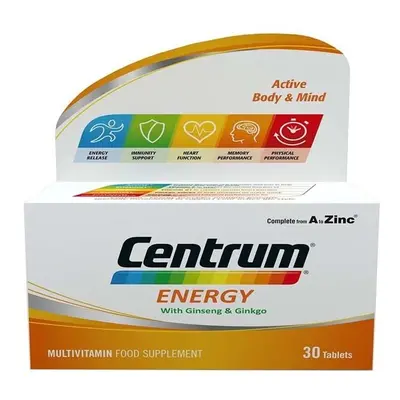 Centrum Energy, Tablets, Multi vitamins with Ginseng and Gingko Biloba