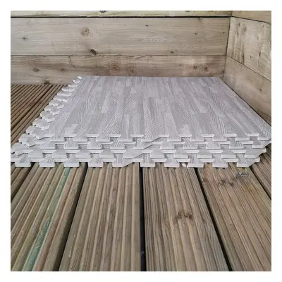 32 Piece Grey Wood Effect EVA Foam Floor Protective Tiles / Mats 60x60cm Each Set For Gyms, Kitc