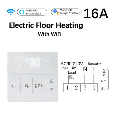 (White, 16A) WiFi Intelligent Floor Water Heating / Boiler Temperature Controller Mobile Phone A