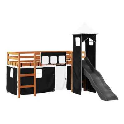 (brown and black, x cm) vidaXL Kids' Loft Bed with Tower Children Bed Frame Bunk Bed Solid Wood 