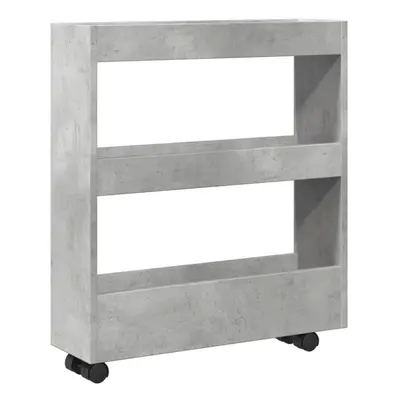 vidaXL Narrow Storage Trolley Tier Bookcase Concrete Grey Engineered Wood