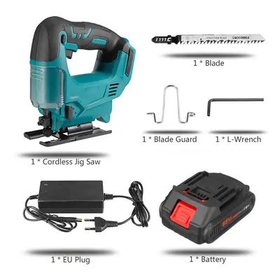 (One Battery, EU Plug) 88VF 2900RPM Jig Saw Battery Indicator 7500MAH Cordless Electric Jig Saw 