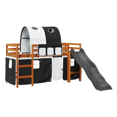 (brown and black, x cm) vidaXL Kids' Loft Bed with Tunnel Bunk Bed Solid Wood Pine