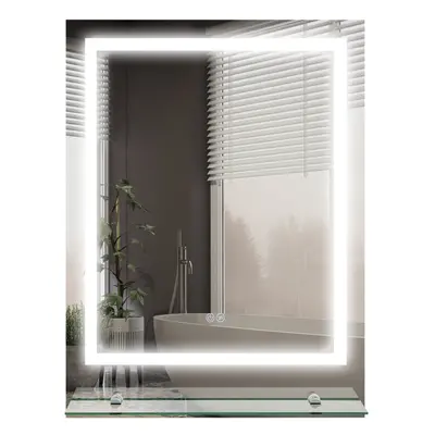 kleankin Dimmable Bathroom Mirror with LED Lights, Defogging Film, Clear