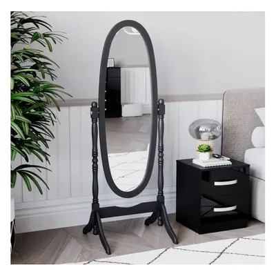 (Black) Nishano Oval Mirror Freestanding Tall Swivel Frame