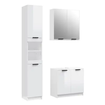 (High gloss white) vidaXL Bathroom Cabinet Set Piece Engineered Wood Vanity Unit Multi Colours