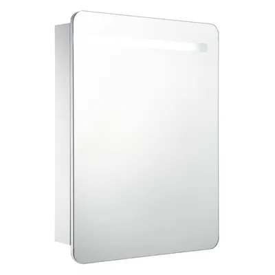 (white and silver) vidaXL LED Bathroom Mirror Cabinet Washroom Wall Cabinet Storage Vanity Unit