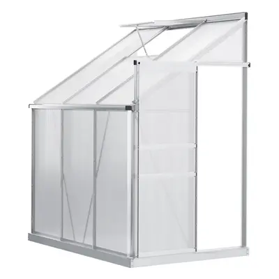 Outsunny x 4ft Lean to Polycarbonate Greenhouse for Outdoor w/ Sliding Door