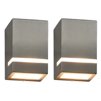 vidaXL 2x Outdoor Wall Lights 35W Silver Rectangular Garden Lighting Lamp