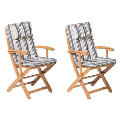 Set of Garden Chairs with Cushions MAUI Acacia Wood Multicolour