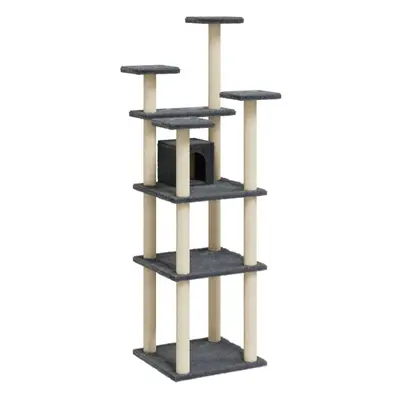 (dark grey) vidaXL Cat Tree with Sisal Scratching Posts 171cm Cat Play Tower Multi Colours