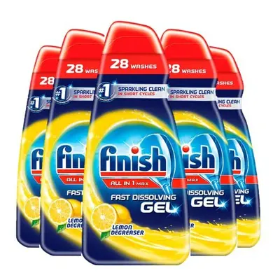 Finish All In One Dishwasher Gel | Scent : LEMON| Size: 700ml, PACK OF |Fast Dissolving Gel for 