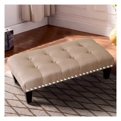 (Large Beige-71*37*20cm) Foot Rest Pouffe Stool Padded Seat Ottoman Footstool Chair Sofa Bench S