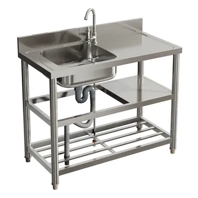 Stainless Steel One Compartment Sink with Shelves