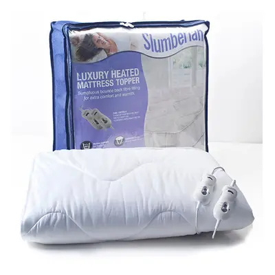 Slumberland Luxury Heated Mattress Topper Double with Controls, 100% Polyester, White