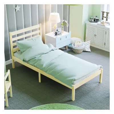 (Pine) Libra Bed Frame Kids Headboard Slatted Pine Wood