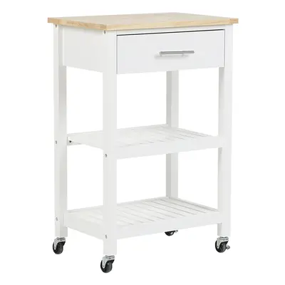 Kitchen Trolley HIUMA Rubberwood White