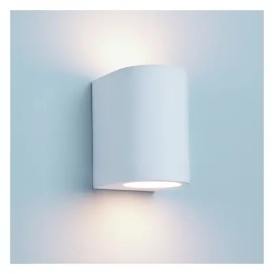 White Curved Cylinder Plaster Wall Light G