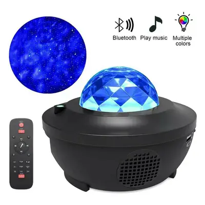 (Black No Stripe) LED Starry Sky Projector Night Light Bluetooth Music Speaker Remote Galaxy Lam