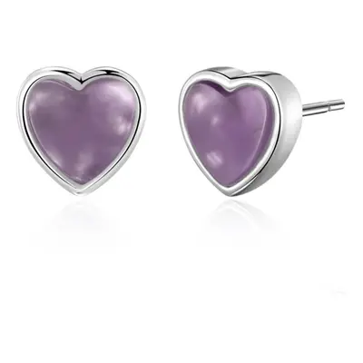 Amethyst Heart Stud Earrings