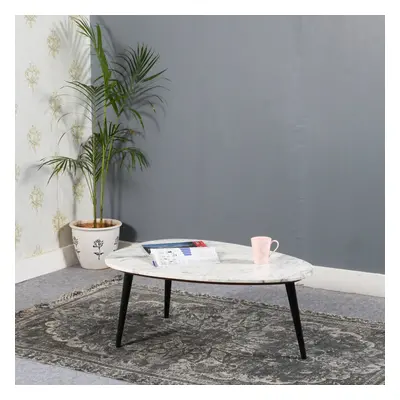 Luxor Coffee Table With White Marble Top & Metal Legs