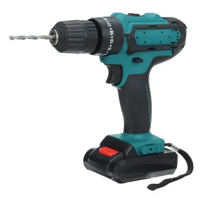 (Blue, Two Batteries) Cordless Rechargeable Electric Drill Screwdriver LED Portable Metal Wood D