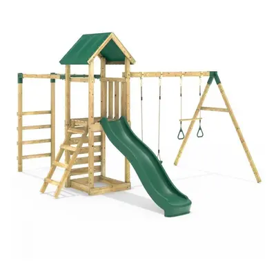 (Logan) Rebo Adventure Wooden Climbing Frame with Monkey Bar, Swings & Slide