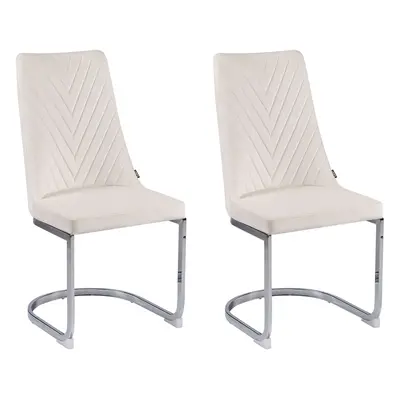 Set of Dining Chairs ALTOONA Velvet Off-White