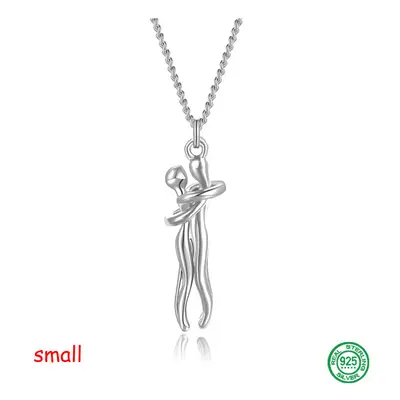 S925 sterling silver for women pearl necklace Couple Hug Pendant necklace chain silver jewelry 2