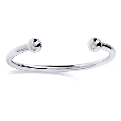 Jewelco London Mens Rhodium Plated Sterling Silver Classic Polished Torque Bangle Bracelet 5mm 1