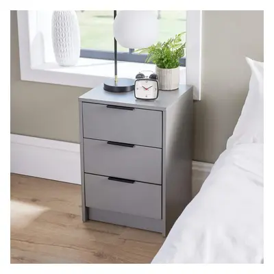 Home Source Phoenix Drawer Bedside Table Storage Unit - Grey