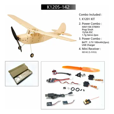 (K1205-142) 445mm Wingspan Balsa Wood Tainer Beginner RC Airplane Kit With Power Combo