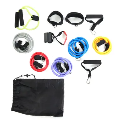 (C) 7/11/12 Pcs Fitness Resistance Bands Set Yoga Pilates Elastic Band Exercises Training