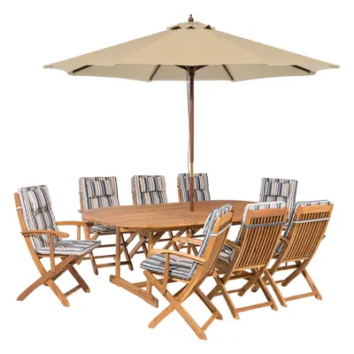 8 Seater Dining Set for MAUI Acacia Wood Multicolour