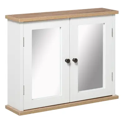 kleankin Bathroom Mirror Cabinet Wall Mounted Storage Cupboard Doors