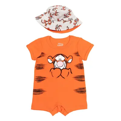 Disney Winnie the Pooh Tigger Newborn Baby Boys Romper and Bucket Sun