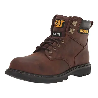 cat Footwear Mens Second Shift Steel Toe Work Boot Dark Brown Wid