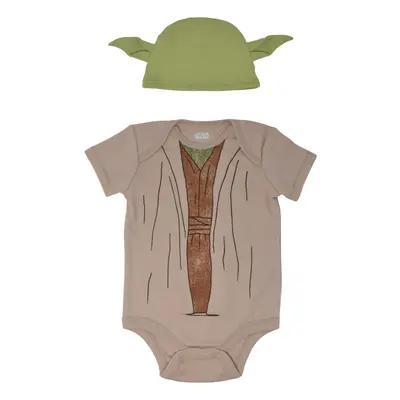 STAR WARS Yoda Infant Baby Boys Bodysuit and Hat Set Months