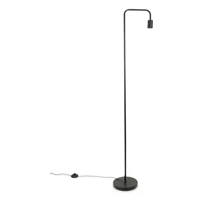 Industrial Style Black Metal Curved Stem Standing Floor Lamp Light