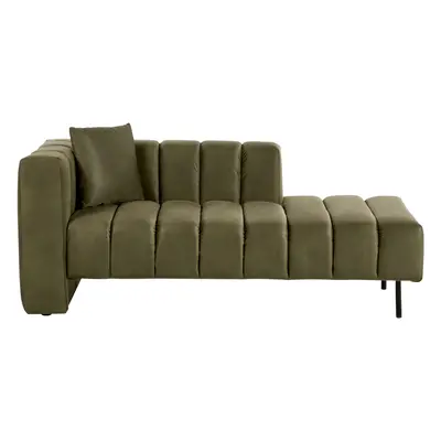 Left Hand Velvet Chaise Lounge Green LANNILS