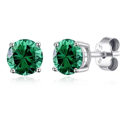 Sterling Silver May (Emerald) Birthstone Earrings Created with Zircondia Crystals