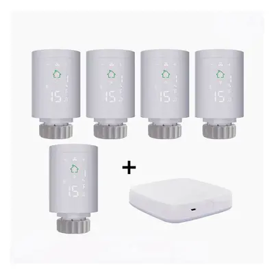 (Gateway+5pcs Controller) Smart Radiator Actuator Programmable Thermostatic Radiator Valve Tempe