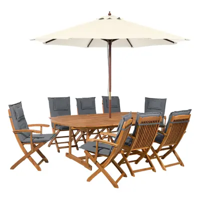 8 Seater Dining Set for MAUI Acacia Wood Graphite Grey