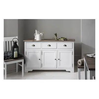 Canterbury Sideboard with Solid Doors in White and Dark Pine