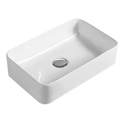 Rectangular Compact Ceramic Countertop Vessel without Overflow - 365mm